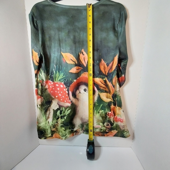 Whimsical Forest Scene Long Sleeve Top with Cute Mouse and Mushrooms - Picture 5 of 9